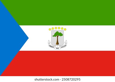 The official national flag of Equatorial Guinea. Flag of the Republic of Equatorial Guinea. Vector illustration.