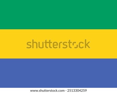 The official national flag of Gabon. Flag of the Gabonese Republic. Vector illustration