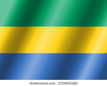 Bandera nacional oficial de Gabón. Vector.
Ilustración 3D. Bandera altamente detallada de Gabón,
con proporciones y color oficiales.