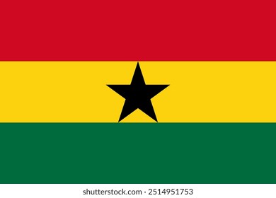 Die offizielle Nationalflagge von Ghana. Flagge der Republik Ghana. Vektorgrafik.