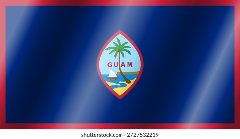 Bandera nacional oficial de Guam. Vector.
Ilustración 3D. Bandera altamente detallada de Guam,
con proporciones y color oficiales.