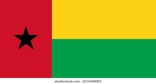 The official national flag of Guinea-Bissau. Flag of the Republic of Guinea-Bissau. Vector illustration.