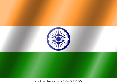 La bandera nacional oficial de la India. Vector.
Ilustración 3D. Bandera altamente detallada de la India,
con proporciones y color oficiales.
