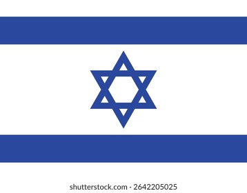 The official national flag of Israel with a blue Star of David and two horizontal blue stripes on a white background.
