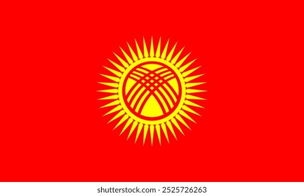 Official national flag of Kyrgyzstan. Flag of the Kyrgyz Republic. Vector illustration.