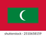 The official national flag of Maldives. Flag of the Republic of Maldives. Vector illustration.