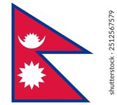 The official national flag of Nepal. Flag of the Federal Democratic Republic of Nepal. Vector illustration