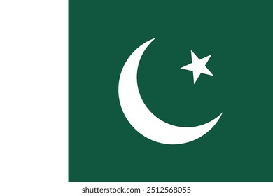 The official national flag of Pakistan. Flag of the Islamic Republic of Pakistan. Vector illustration