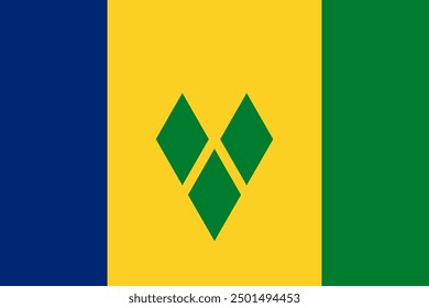 The official national flag of the Saint Vincent and the Grenadines. Vector illustration
