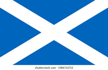 Official National Flag of Scotland in Correct Colors and Proportions. Symbol of the country of Scotland, which is part of the United Kingdom. Flat icon. Texture map. Vector illustration