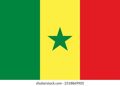 The official national flag of Senegal. Flag of the Republic of Senegal. Vector illustration.