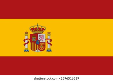 Official national flag of Spain. Flag of the Kingdom of Spain. High quality vector illustration.