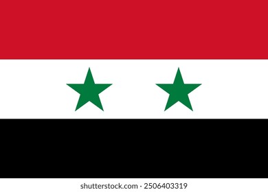 La bandera nacional oficial de Siria. Bandera de la República Árabe Siria. Ilustración vectorial