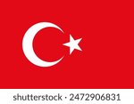 The official national Flag of Turkey. Turkish flag with star and crescent. Vector illustration
