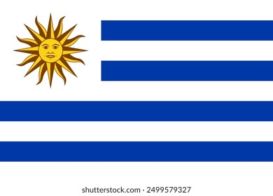 The official national flag of Uruguay. Flag of the Oriental Republic of Uruguay. Vector illustration