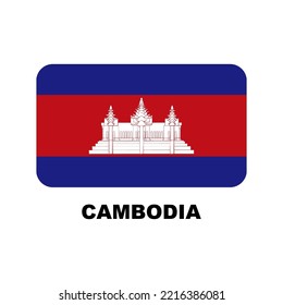 Official national flags of the world. Cambodia country.  Design rectangular. Vector Isolated on a blank background which can be edited and changed colors.