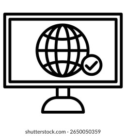 official online info icon flat thin outline art logo