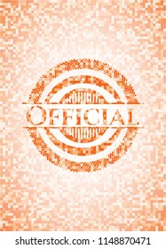 Official orange tile background illustration. Square geometric mosaic seamless pattern with emblem inside.