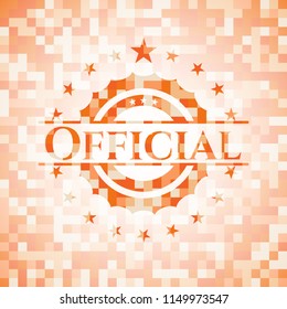 Official orange tile background illustration. Square geometric mosaic seamless pattern with emblem inside.