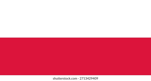 Official Poland national flag vector illustration with detailed red white blue strips abd emblem