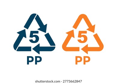 Official PP 5 recycling symbol logo for polypropylene plastic material, used for waste sorting and environmental identification.
