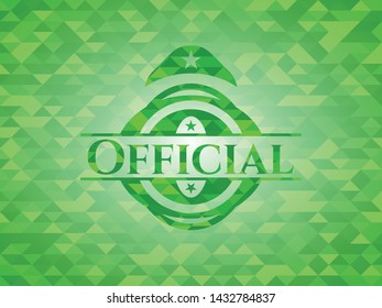 Official realistic green emblem. Mosaic background. Vector Illustration. Detailed.