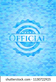 Official realistic light blue emblem. Mosaic background