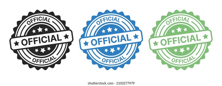 Official round textured rubber stamp badge.