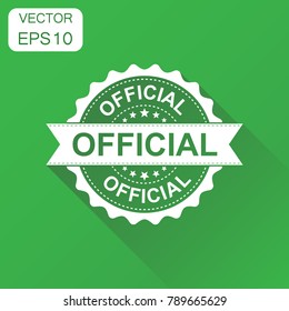 Official rubber stamp icon. Business concept official stamp pictogram. Vector illustration on green background with long shadow.