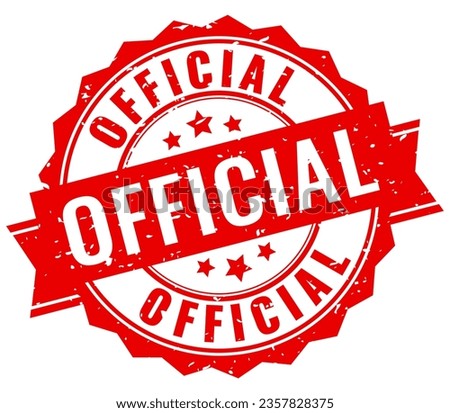 Official rubber stamp isolated on white background, business certificate seal for official service or product, red vector label