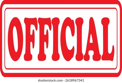  Official Rubber Stamp in Red on White Background. Perfect for business documents, office use, administrative purposes, and graphic design projects.