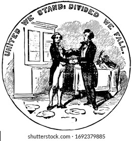 The official seal of the U.S. state of Kentucky in 1889, vintage illustration