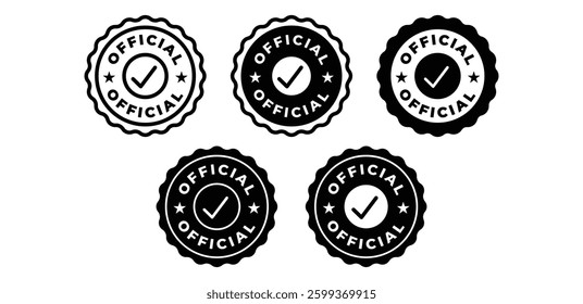 Official Seals with Checkmarks Icon Set Vector Design Illustration Template