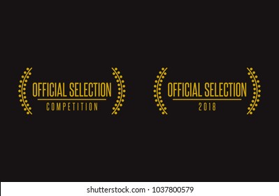 Official selection nomination prize winner film festival black gold vector icon set