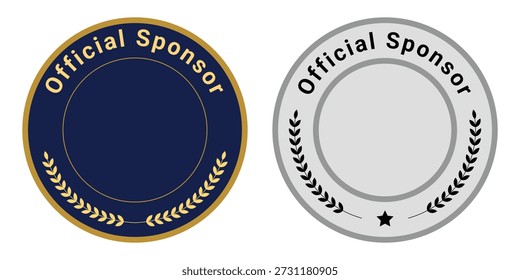Official sponsor badges vector illustration with laurel wreath and space for custom logo