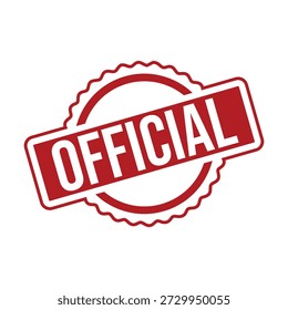 Official stamp or seal with red background and white text