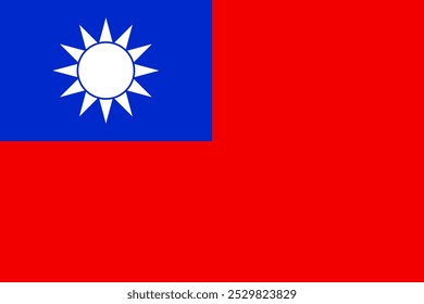 Official standardized flag of Republic of China Taiwan in original colors and proportion correctly. Vector illustration, pictogram, icon, banner, sign, logo, flyer, card, poster, sticker