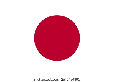 A bandeira nacional oficial padronizada do Japão é um banner branco retangular com um círculo vermelho no centro. Bandeira Nisshoki do Sol. Bola de Hinomaru do Sol. Ilustração vetorial, pictograma, ícone, banner