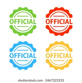 Official stickers, Colorful label on white background