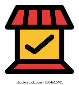 Official store filled line icon from the online shop icon set section, suitable for online products buying and selling business