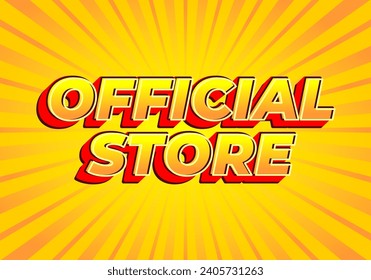 Official store. Text effect design in modern look, bright yellow red color