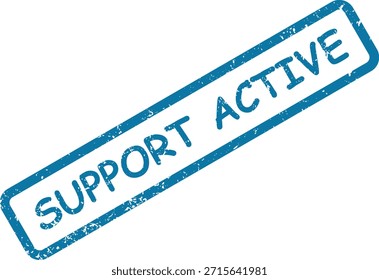 Sello oficial de goma "Asistencia Activa" con textura desgastada, perfecto para indicar servicio continuo o disponibilidad.