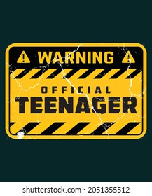 Official Teenager 13 Year Old Funny 13th Birthday Gift t-shirt - vector design illustration, it can use for label, logo, sign, sticker for printing for the family t-shirt.