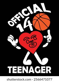 Official Teenager 14th Funny Basketball