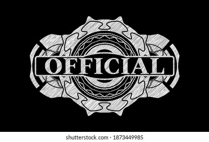 Texto oficial dentro del emblema de la tiza. Carácter delicado del fondo del tablero. Ilustración. 