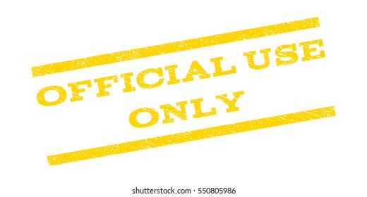 Official Use Only watermark stamp. Text caption between parallel lines with grunge design style. Rubber seal stamp with scratched texture. Vector yellow color ink imprint on a white background.