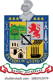 Official vector coat of arms of the Mexican state of Nuevo León