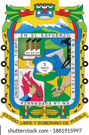 Escudo vectorial oficial del estado mexicano de Puebla