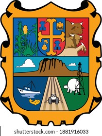 Official vector coat of arms of the Mexican state of Tamaulipas