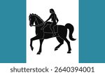 Official vector flag of Coventry, England. Features the legendary Lady Godiva on horseback in a white silhouette, over a two-tone blue background